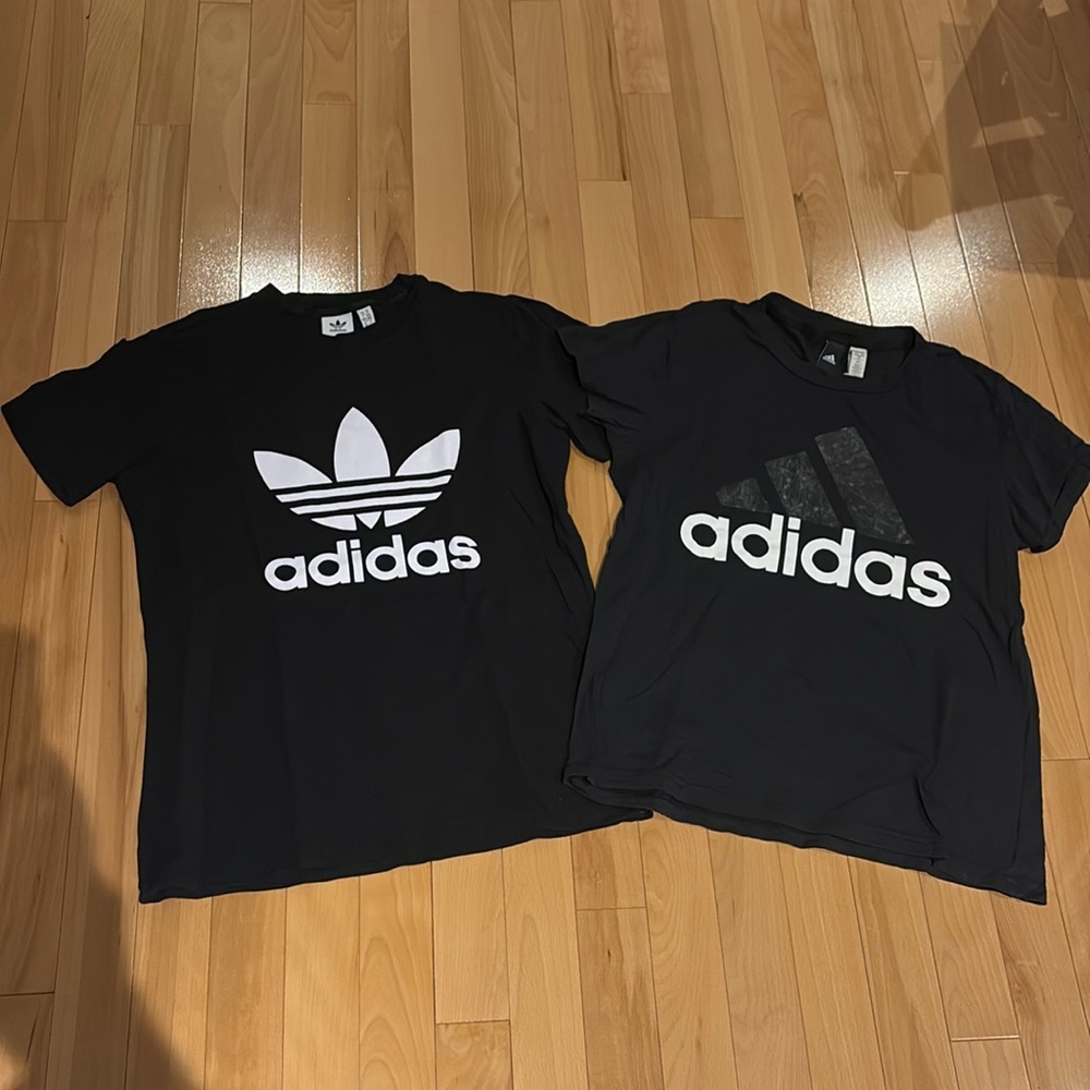 2 Women’s Black Adidas Short Sleeve T-Shirts - size M